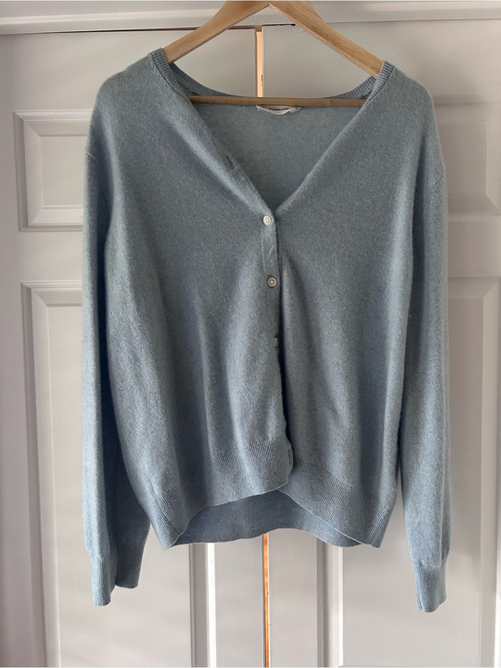 Everlane The Cashmere Cardigan Light Blue XL - Picture 3 of 8